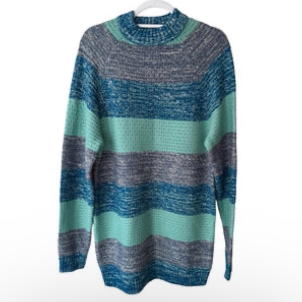 Reclaimed Vintage Teal and Cream Knit Sweater